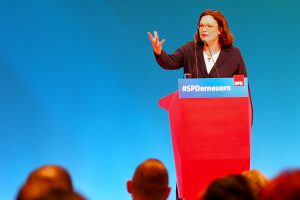 Andrea Nahles bei ihrer Bewerbungsrede